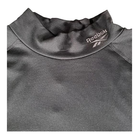 Reebok Long Sleeve Mens Athletic Base Layer Shirt Black Fleece Lining Sz Medium - Picture 3 of 9